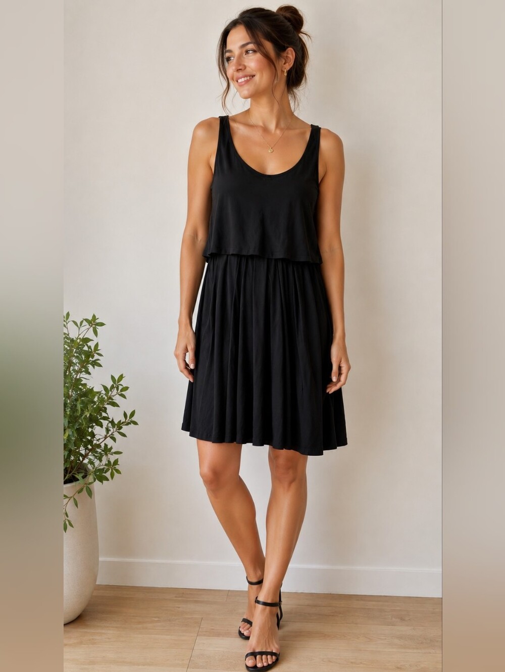 Talula Babaton Black 100% Silk Layered Dress Size Large
